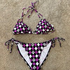 Magenta skull bikini